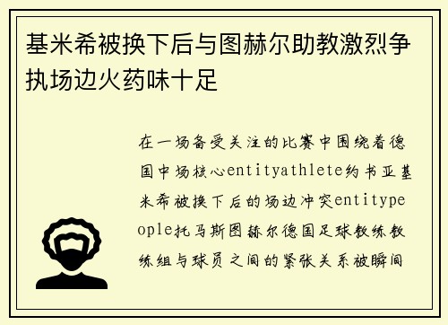 基米希被换下后与图赫尔助教激烈争执场边火药味十足 基米希被换下后与图赫尔助教激烈争执场边火药味十足